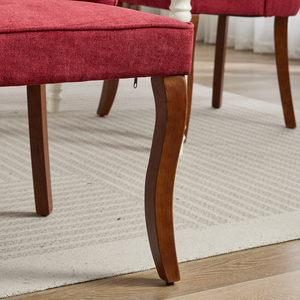 English Elm Rayon High-Back Dining Chair Set with Plush Flocking Upholstery, Rebound Sponge Comfort, Solid Wood Legs WINE RED W1143P233647