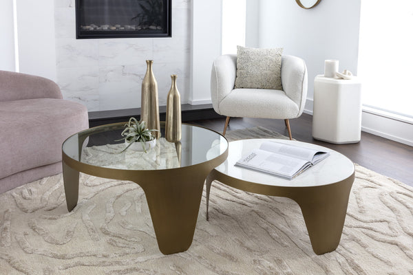 Sunpan Amara Lounge Chair – Bold Curved Frame with Gold Stainless Steel Legs for Modern Home Elegance Copenhagen White