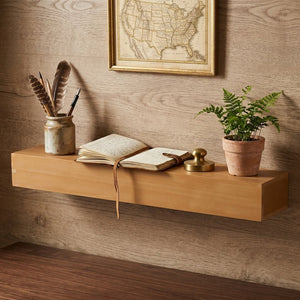 English Elm 48'' Solid Fir Wood Floating Mantel Shelf Farmhouse Style for Living Room Walls Light Brown W2640P386603