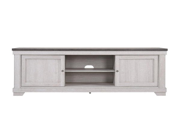 English Elm 1pc Contemporary Entertainment Console TV Stand 71" Weathered Wood with Sliding Doors & Cable Management B2741P295497
