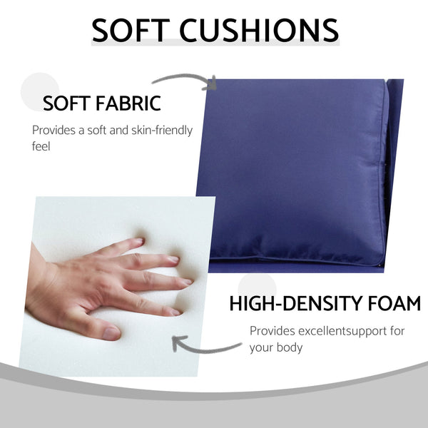 English Elm Patio Rattan Outdoor Sectional Set with 3-Seat Sofa, 2 Chairs & 2 Ottomans Cushioned Comfort Brown Grey,Navy Blue W1710S00255