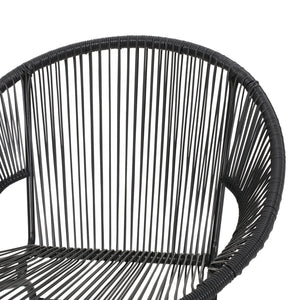 English Elm Nusa Outdoor Woven Rattan Basket Chair with Iron Legs for Modern Patio Spaces 66626.00BLK