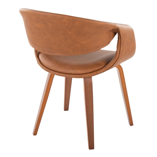 English Elm Upholstered Faux Leather Dining Chairs with Walnut Bentwood Legs Mid-century Set of 2 B202S02085