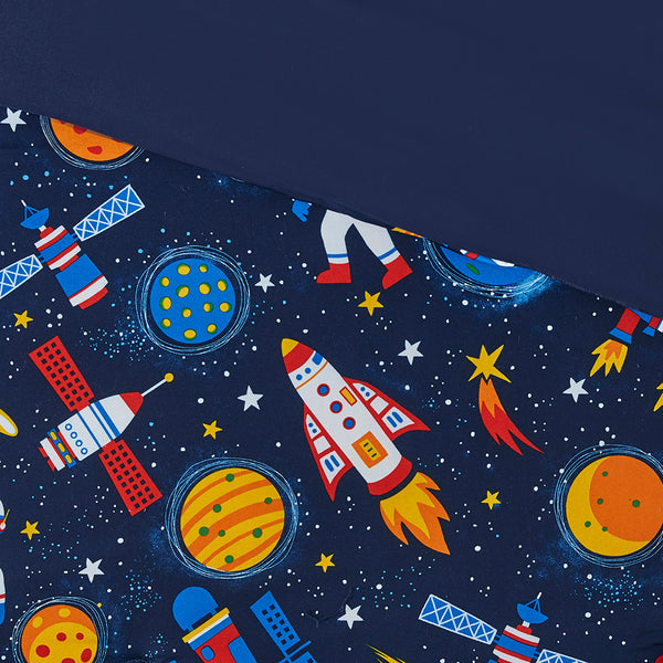JLA Home Mi Zone Kids - Outer Mi Zone Kids Space Comforter Set with Plush Fill, Antimicrobial Finish, Playful Spaceship Print 86 L x 66 W x 1H MZK10-214