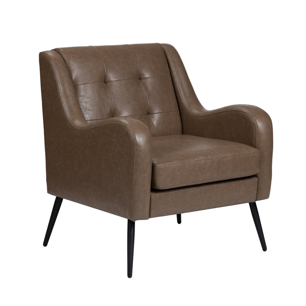 Crestview Collection Upholstered Accent Chair - Mid-century Modern Design With Plush Cushion & Durable Faux Leather Upholstery Brown Faux Leather Cvfzr6168