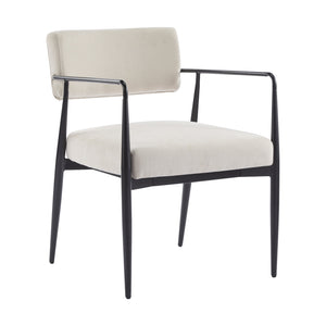 English Elm Christopher Knight Home® - Nora Mid-Century Dining Arm Chair with Foam-Padded High Back, Textured Fabric & Sturdy Metal Legs Beige,Black 30.7 L x 25.2 W x 19.7 H N776P272040I
