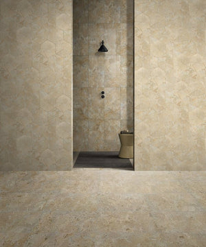 English Elm 12*24 Natural Marble Tile Leathered Finish Gold Beige Veining for Floors and Walls W1696P262328