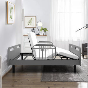 English Elm Electric Lift Bed with OKIN Motor, Memory Foam Mattress, Quiet 50,000-Cycle Frame, Fall-Safe Rails Gray,White W2699S00062