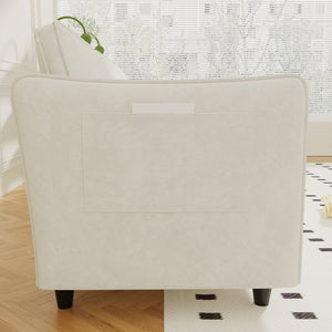 English Elm 107.8'' L-Shaped 3-Seater Sofa With Movable Ottoman & Arm Pockets – Stylish Comfort For Any Space W680S00035