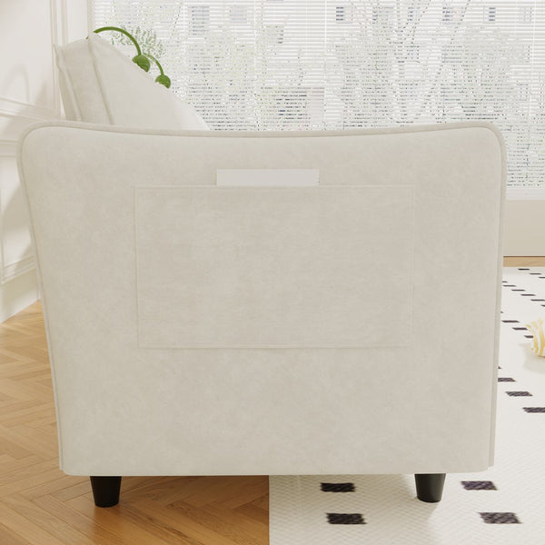 English Elm 107.8'' L-Shaped 3-Seater Sofa With Movable Ottoman & Arm Pockets – Stylish Comfort For Any Space W680S00035