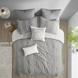 INK+IVY Kara  3 Piece Cotton Jacquard Comforter Set II10-1270 Gray