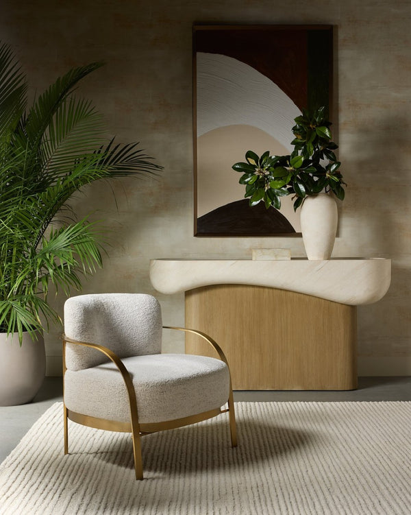 Sunpan ORESTE Console Table - Sculptural Design with Concrete Finish, Versatile for Indoor & Outdoor Spaces 112215