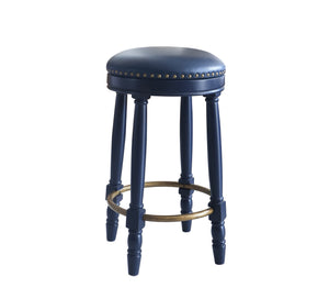 English Elm AGODY 26" Counter Height Swivel Bar Stools Set of 2 with Upholstered Seats and Sturdy Rubberwood Frame Dark Blue W2170P208094