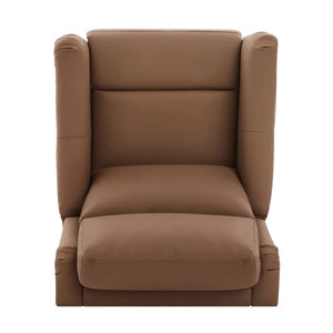 English Elm Modern Swivel Rocker Recliner Pu Leather Chair with Massage Heat and Storage Pocket Brown N763P399629D