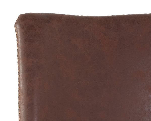 Sunpan Cal Barstool Set of 2 - Stylish Mid-Century Design with Brushed Steel Frame & Faux Leather Comfort Antique Brown