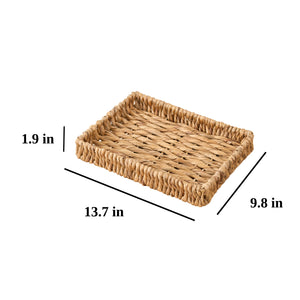 English Elm Water Hyacinth Handwoven Rectangular Serving & Kitchen Trays Set of 2 – Brown Wicker, Multiuse Organizer B093P401357