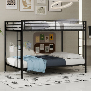 English Elm Multi Square Tube Iron Bunk Bed Full over Full, Black Sturdy Metal Frame, Dual Ladders, Space‑Saving Dorm Solution W1935P360909