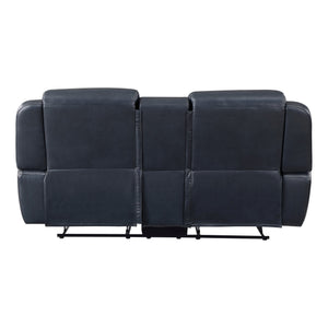 English Elm Modern Littleton 2pc Blue Reclining Sofa & Loveseat Set with USB Ports, Cupholders, Storage, Power B011S01262