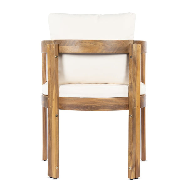 English Elm 7 Piece Solid Acacia Hardwood Outdoor Dining Set with Cream Cushioned Chairs Patio Teak N762P371718D_N762P380633A6