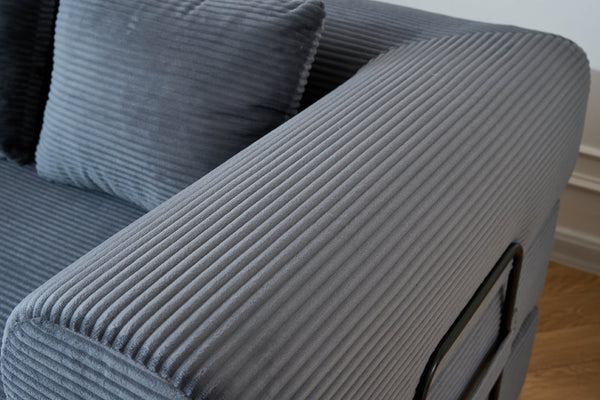 English Elm 59'' Corduroy Floor Sofa Convertible Sleeper with Bolster Pillow for Studio Living Gray W3434P449859
