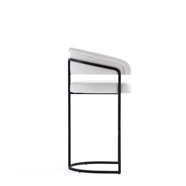 English Elm Augusta Modern Leatherette Barstool with Geometric Metal Base, High-Density Foam, Commercial Grade durability White B365P398076