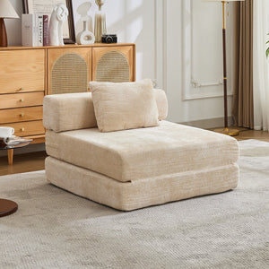 English Elm Compression Convertible Floor Sofa Bed - Chenille Single Seater Modular Couch For Small Spaces W3723P345640