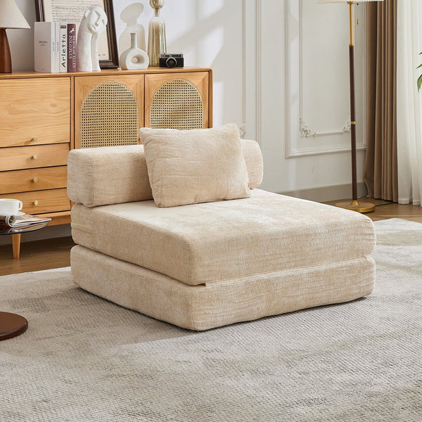 English Elm Compression Convertible Floor Sofa Bed - Chenille Single Seater Modular Couch For Small Spaces W3723P345640