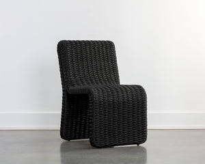 Sunpan Edessa Dining Chair - Modern Armless Design with Twisted Wicker and Aluminum Frame for Stylish Dining Black