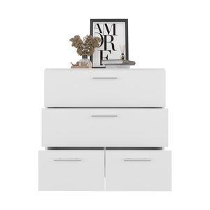 English Elm Lapwai Sleek White Drawer Chest — Engineered Wood, Space-Saving 3-Drawer Storage for Bedroom (37"x23") B092P315588