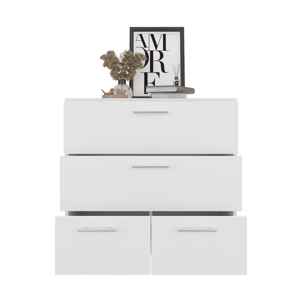 English Elm Lapwai Sleek White Drawer Chest — Engineered Wood, Space-Saving 3-Drawer Storage for Bedroom (37"x23") B092P315588