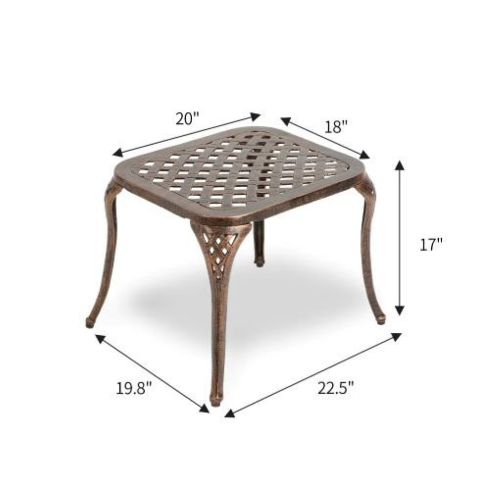 English Elm Outdoor Cast Aluminum Side Table Ornate Openwork Design for Garden or Pool Patio W640P416978