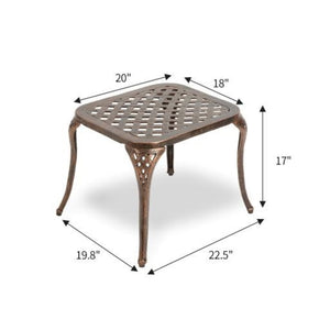 English Elm Outdoor Cast Aluminum Side Table Ornate Openwork Design for Garden or Pool Patio W640P416978