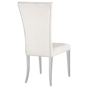 English Elm Allessandra Tufted Back Armless Dining Chair with Polished Chrome Legs — Modern Elegant Comfort, Durable Support White+Silver B062P333478