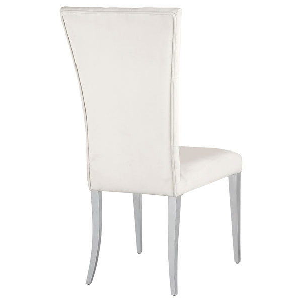 English Elm Allessandra Tufted Back Armless Dining Chair with Polished Chrome Legs — Modern Elegant Comfort, Durable Support White+Silver B062P333478