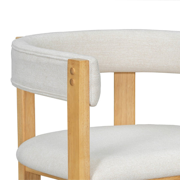 English Elm Dining Arm Chairs Set of 2 Barrel Back Rubberwood Frame with Cushioned Upholstery Beige+Natural N771P243844N