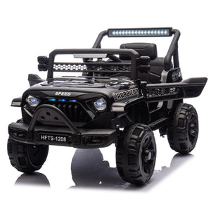 English Elm 12v Kids Electric Ride on Truck with Parental Remote Four Wheel Suspension and Led Lights Black W1578P187459