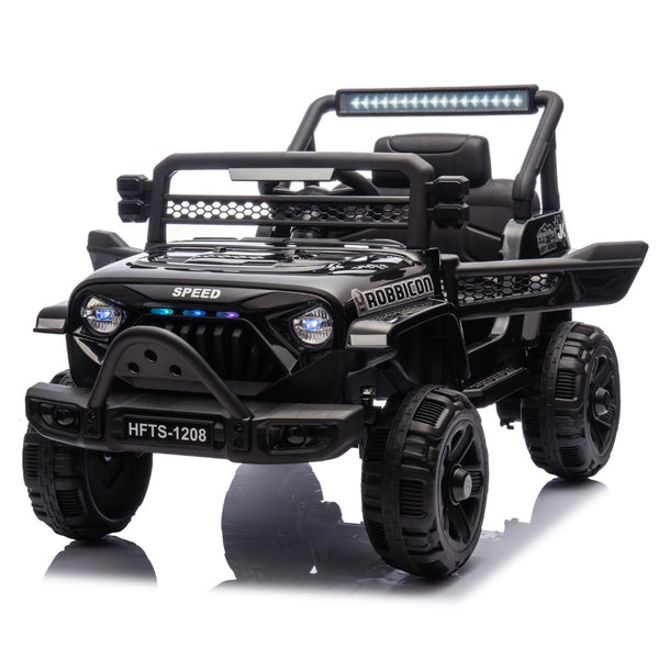 English Elm 12v Kids Electric Ride on Truck with Parental Remote Four Wheel Suspension and Led Lights Black W1578P187459