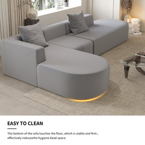 English Elm L Shaped Modular Sectional Sofa - 110" Grey Corduroy Couch With Movable Ottoman For Ultimate Comfort W3670S00003