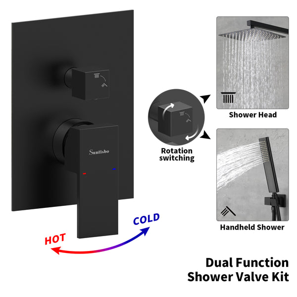 English Elm Male Npt Bathtub Shower Faucet Set - Matte Black Rain Shower & Waterfall Tub Filler For Modern Elegance T3177P277451