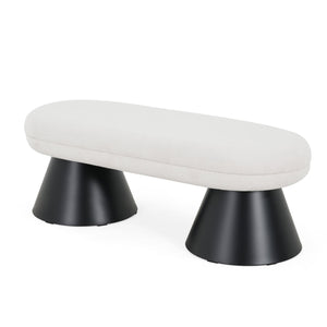 English Elm Christopher Knight Home® - Dining Modern Farmhouse 50.75" Storage Bench with Beige Upholstery, Black Iron Legs, 300lb Capacity N779P252594B_N779P252595B