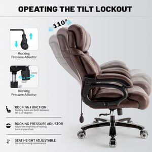 English Elm 500lbs Heavy Duty Executive Chair Wide Spring Seat Ergonomic High Back Home Office Brown W5201P418242