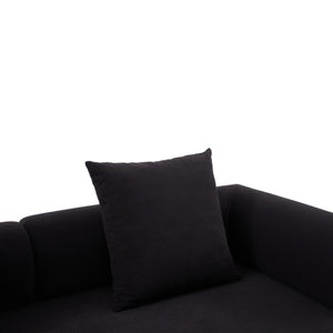 English Elm UNITED modular foldable sofa with metal frame, corduroy upholstery, side pocket & quick assembly convenience Black W1568P374081