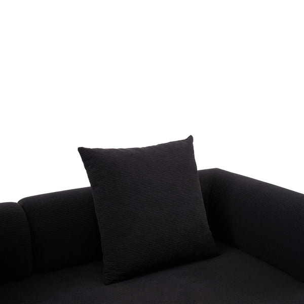 English Elm UNITED modular foldable sofa with metal frame, corduroy upholstery, side pocket & quick assembly convenience Black W1568P374081