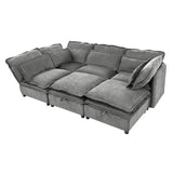 English Elm Double-Layer Cushion Modern Large U-Shaped Modular Sofa, Freely Combinable 6-Seater With Storage Function, Convertible To Sofa Bed, Perfect For Living Rooms, Offices, and Apartments