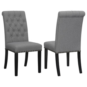 English Elm 2pc Plush Button-Tufted High Back Dining Chairs with Rolled Top, Nailhead Trim and Tapered Legs Espresso,Gray 42.5 L x 13 W x 19.25 H B011P311395