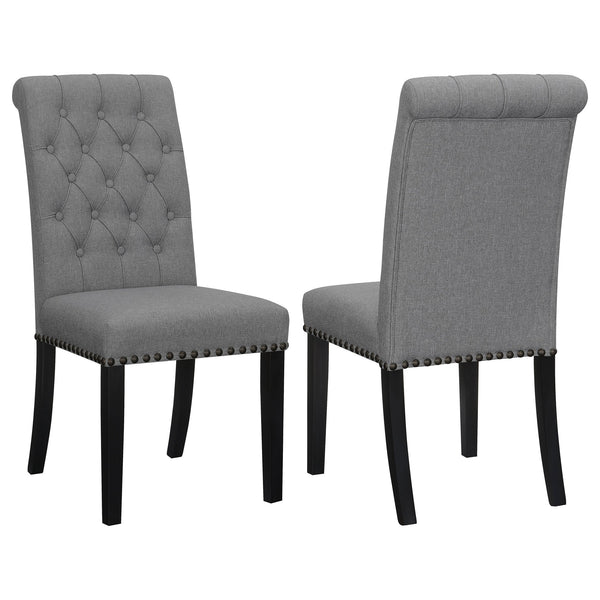 English Elm 2pc Plush Button-Tufted High Back Dining Chairs with Rolled Top, Nailhead Trim and Tapered Legs Espresso,Gray 42.5 L x 13 W x 19.25 H B011P311395