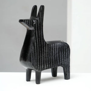 English Elm Black Ribbed Llama Sculpture - Whimsical Aluminum Table Decor For Modern Home & Office Accents B346P336931