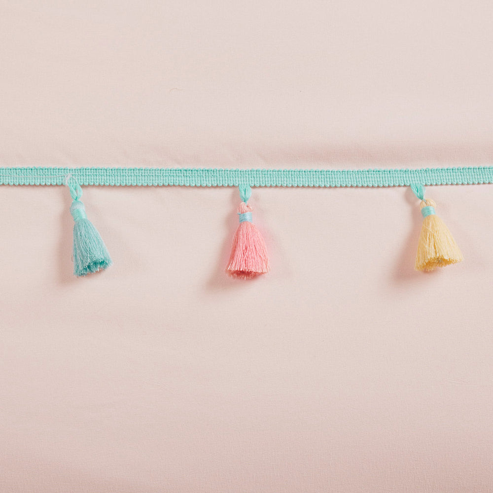 JLA Home Mi Zone Kids - Tassel Hypoallergenic Comforter Set with Embroidered Heart Pillow, OEKO-TEX Antimicrobial, Kid-Friendly Decor Blush MZK10-262