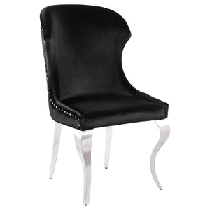 English Elm Daphne Velvet Wingback Dining Chairs with Nailhead Trim and Cabriole Legs Set of 2 Black B062S01462