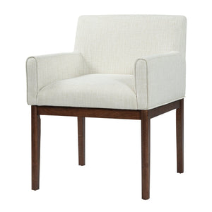 English Elm Modern Upholstered Arm Dining Chair Set Rubberwood Legs Foam Padded High Back Beige+Brown N768P396376D